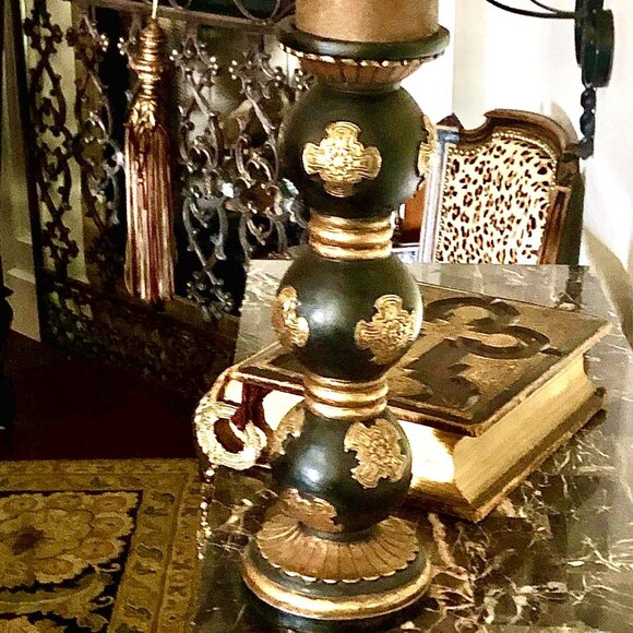 Sterling Industries Other - NWT STERLING INDUSTRIES Black Gothic Gilded Celtic Cross Pillar Candle Holder